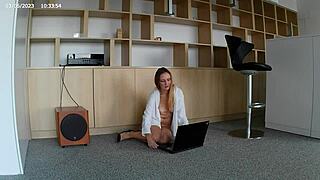 Blonde MILF in Lingerie and Stockings Shows Natural Tits and Pussy Naked Before Fucking