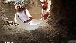 German milf doggystyle outdoor cum