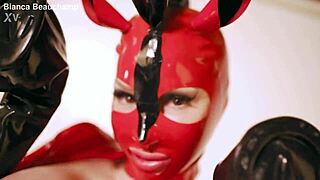 Redhead Milf Latex Pony Submits to Intense Domination for Huge Carrot