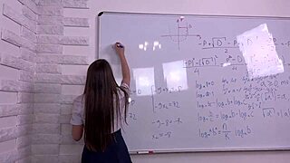 Latina teacher gives student dildo in classroom lingerie