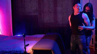 Prurient husband pisses on lady's tits and assfucks her