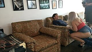 Blonde Latina slut outdoors behind cameras