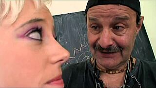 i impromptu threesome with milf and teen in classroom for anal blowjob