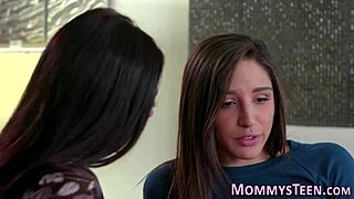 Teen stepdaughter squirts during intense first-time fingering with milf