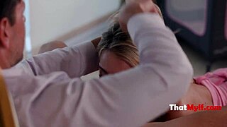 Blonde summer vixen grinds small tits in street parody cowgirl!