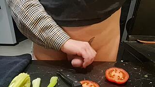 in the kitchen, we explore extreme urethral torment on the cock