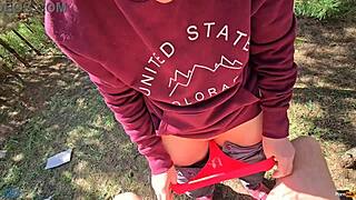 Wet Outdoor Public Masturbation POV Cumshot in Panties Creampie