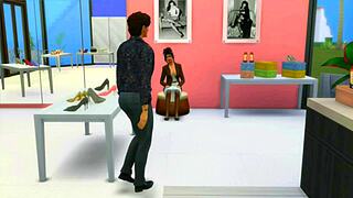 cinderella milf enjoys shopping in the shoe store with fun activities