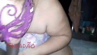 Submissive Mature Latina BBW Drinks Milk from Dick in Homemade Lingerie