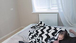 Stepdaughter Secretly Sucks Cock While Stepmom Flashes Tits!