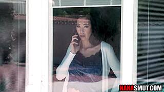 Step granny catches him perving and starts fucking him hard