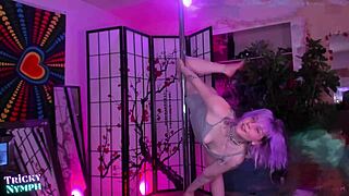 sexy fingering and pole dancing session