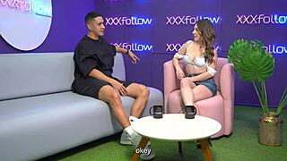Hot interview turns into wild threesome with latina milf subdued by maxx betancur and kissed by presenter