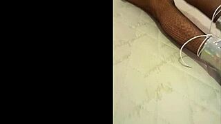 total silver and fishnet pantyhose on latina milf