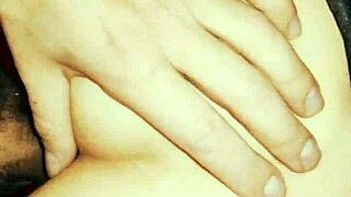 Close up view of couple in lingerie and stockings during homemade sex