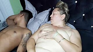 HOT MILF MASTURBATES WATCHING STEPSON'S COCK!