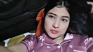 hot latina girl wakes up alone and masturbates her pussy in homemade video.