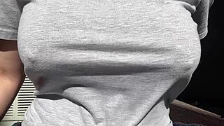 horny stepmom artemisia love bounces her big boobs outdoor in a wild session.