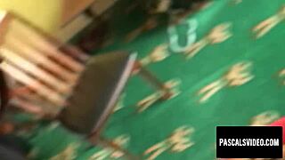 molly teased then sucks huge dick on knees with cleavage out