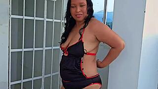 Submissive milf dominated on rooftop by bricklayer