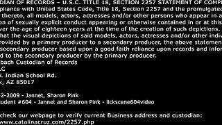 Sharon Pink Licks Shaved Pussy in Fishnets Intensely