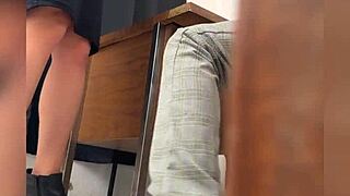 Oh man, like this teacher and her student in the classroom, he gets called in and they record behind the door... uh, Mexican mature public sex homemade vid, ya know?
