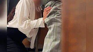Oh man, like this teacher and her student in the classroom, he gets called in and they record behind the door... uh, Mexican mature public sex homemade vid, ya know?