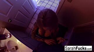 Pornstar Sarah Jessie Gives A Bj In The Bathroom