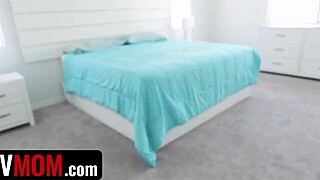 Alluring fit stepmom gives horny stepson morning blowjob