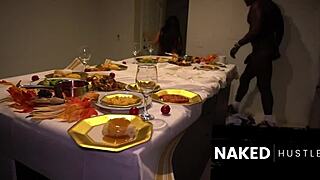 From dinner table to bedroom, fucking this latina baddie with big black cock on desk 😈