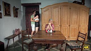 mommy4k horny milf rides young boyfriend on kitchen table