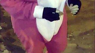 Harassing Mature Venezuelan Woman In Lima Streets Dressed As Stitch's Bride