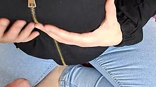 Hot wife: fucked doggystyle in tight jeans, cum on ass