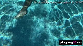 Ana foxxx, naked ebony milf, fingering her hairy pussy under water?