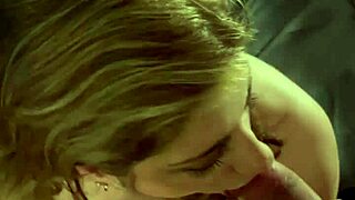 Blonde brunette couple licks monster cock to cum