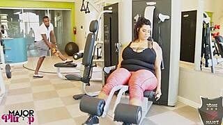 Gym flirt sofia lures rome to fuck her pussy and cum on her ass. she talks dirty while he licks her clit.