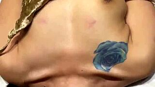 couple uses dick and dildo for double penetration close up