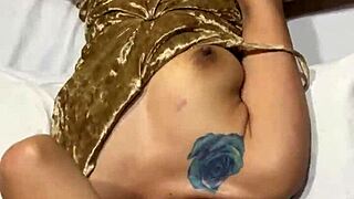 couple uses dick and dildo for double penetration close up