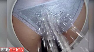 piss wetting my panty on cam in toilet bowl!