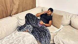 Stepmom TRICKS and FUCKS STEPSON with BIG BLACK COCK