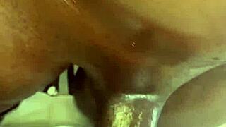 I sneak peek bbc toy penetrating white pussy