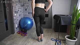i'm a fitness girl teasing in tight leggings, oops