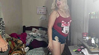 Hottie with long hair and blue eyes gets stuck under the bed for bareback fun.