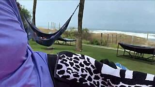 Milf cums on monster cock publicly