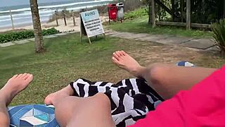 Milf cums on monster cock publicly