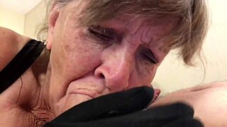 Granny Carmen Elegant Gloved Cocksucking Deepthroating Slut Pov