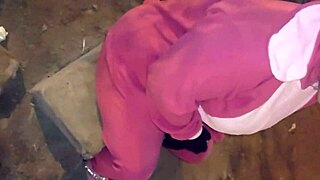 mature woman in halloween costume gives free blowjob outdoors