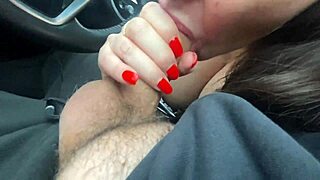 a young milf with big milky tits sucks taxi driver in car