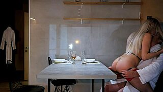 Unusual dinner roleplay leads to cum filling pussy in homemade pov