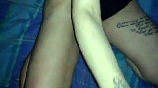 This brunette girlfriend sucks big cock in homemade interracial scene.